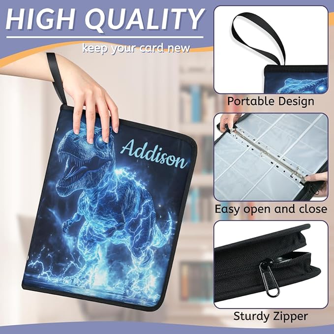 Custom Dinosaur Card Binder, 9-Pocket Trading Card Binder, Personalized Card - Image 5