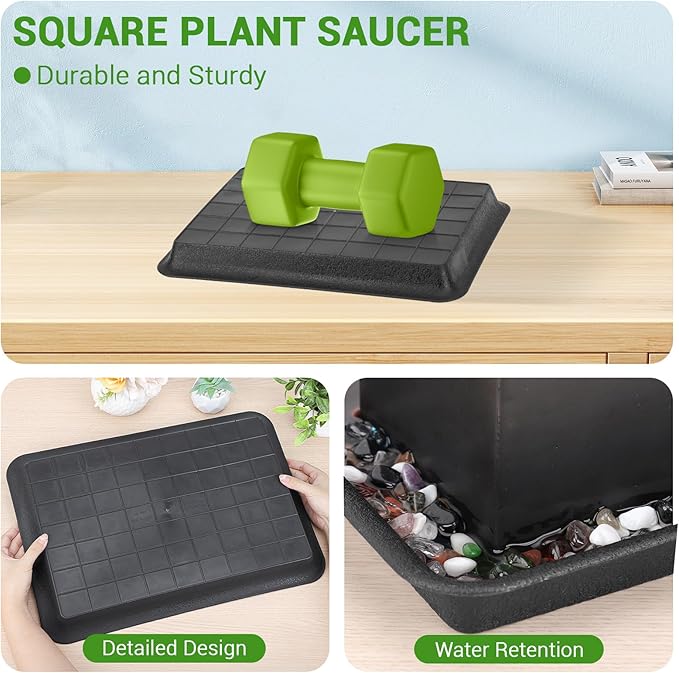 GREANER 17 Inch Plastic Plant Saucer, Flower Pot No Holes Plant Drip Trays - Image 4