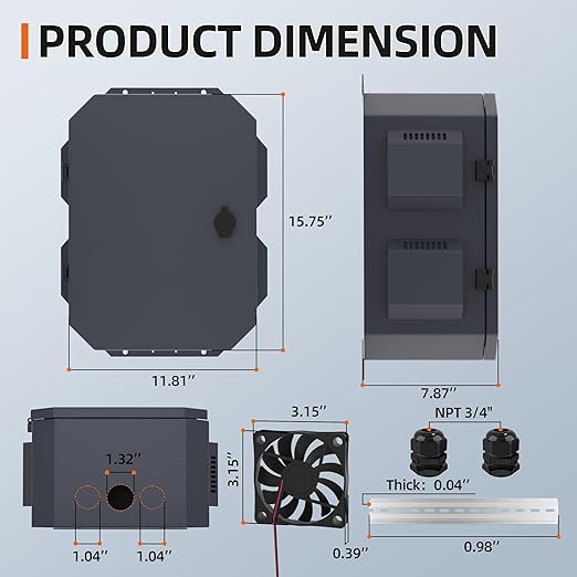 Joinfworld Outdoor Electrical Box, Metal Outdoor Enclosure Box Waterproof IP65 - Image 2
