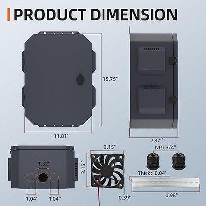 Joinfworld Outdoor Electrical Box, Metal Outdoor Enclosure Box Waterproof IP65 - Image 2