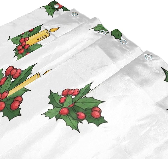 Christmas Candle Yellow Shower Curtain Liner 72×72 inch - Image 3