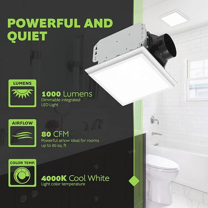 Homewerks 7141-80-G4 Bathroom Fan Integrated LED Light Ceiling Mount Exhaust - Image 3