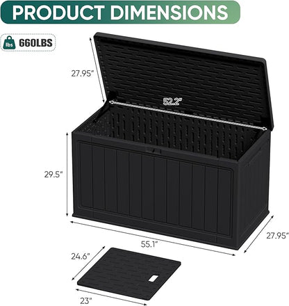 JUMMICO 160 Gallon Resin Outdoor Storage Deck Box - Image 4