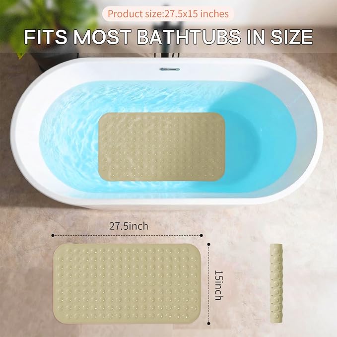 Anti-Slip Bathtub Shower mat, 27.5×14.5（Approximately 70×37cm） inch Soft - Image 3