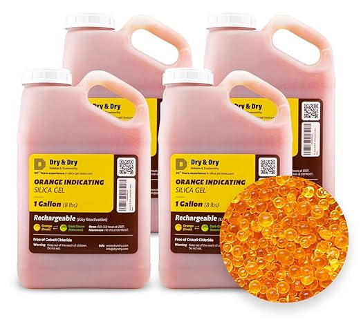 "Dry & Dry" Premium Orange Indicating Silica Gel Desiccant Beads by DryDry