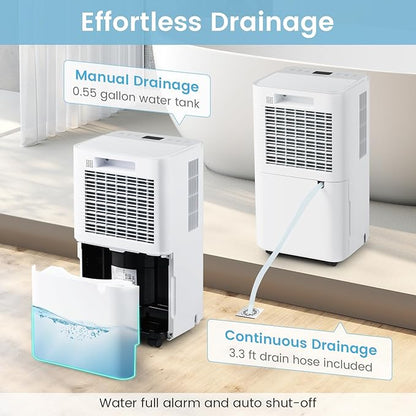 COSTWAY 32 Pints Dehumidifier for Home, 2000 Sq.Ft Portable Dehumidifier for - Image 4