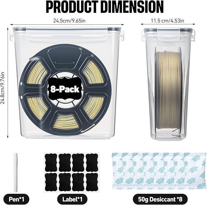 8 Pack 3D Printer Filament Storage Box - Image 2