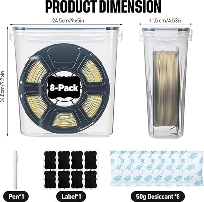 8 Pack 3D Printer Filament Storage Box - Image 2