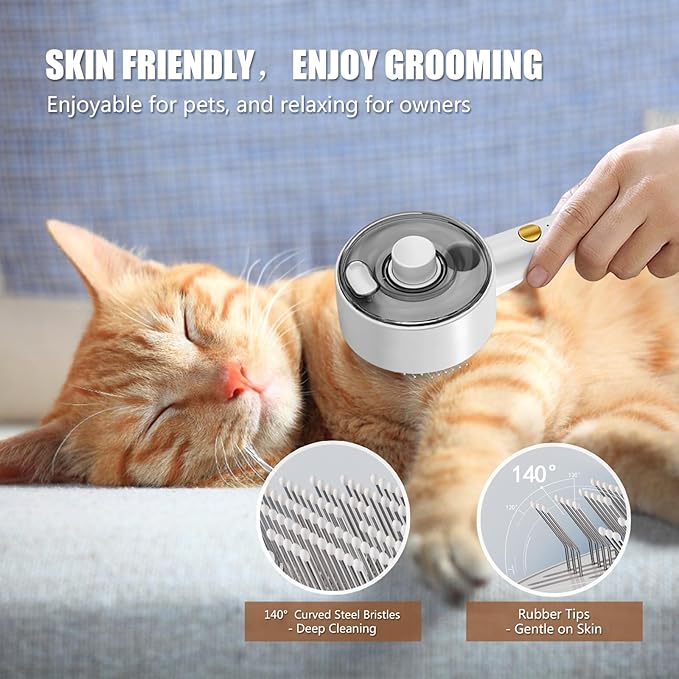 Cloud Care Cat Brush for Indoor Cat Steam Brush for Shedding Spritz Defur Comb - Image 3