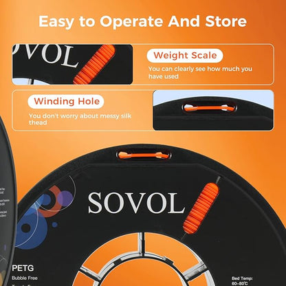 Sovol 3D Printer PETG Filament 1.75mm 1KG, High Precision, Strong Toughness - Image 7