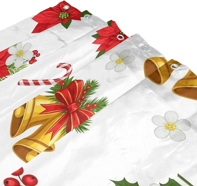 Christmas Leaves White Shower Curtain Liner 72×72 inch - Image 3