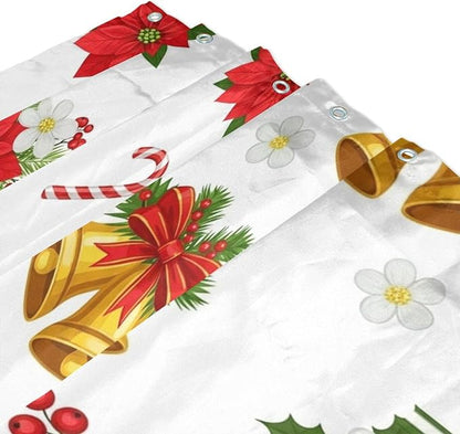 Christmas Leaves White Shower Curtain Liner 72×72 inch - Image 3