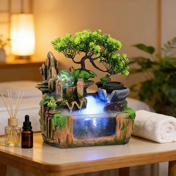 10Inch Bonsai Tree Rock ​Water Fountains Indoor Tabletop Waterfall Humidifier - Image 9