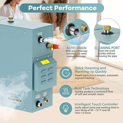 12KW Commercial Self-Draining Steam Generator Shower System Home Steam Bath Spa - Image 2
