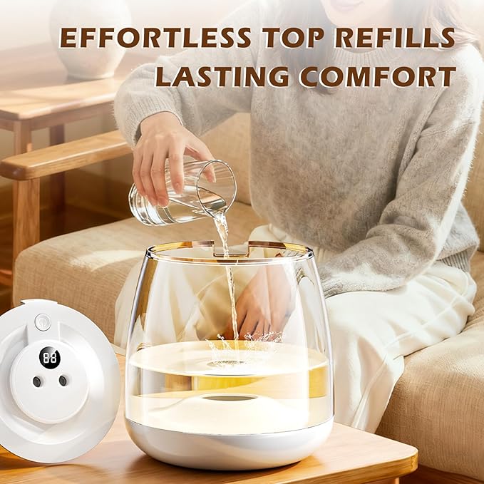 Humidifiers for Bedroom, 3 L Cool Mist Top-Fill 40H Super Long Time, 23dB Quiet - Image 4