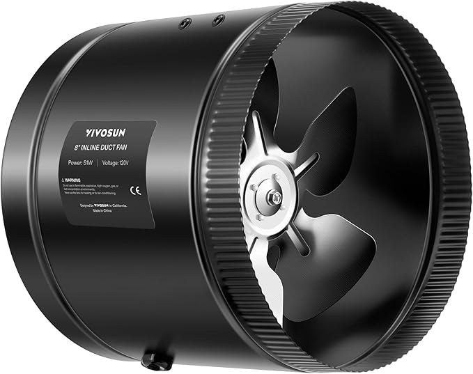 VIVOSUN Inline Booster Duct Fan 8” 420 CFM, HVAC Exhaust Ventilation Fan by VIVOSUN