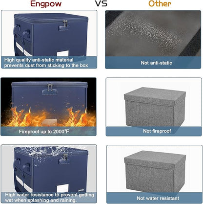 ENGPOW File Box with Lock, Fireproof Document Box with Zipper＆Pockets, - Image 6