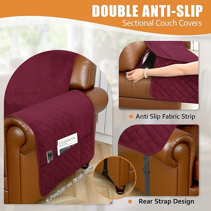 Arfntevss Waterproof Sectional Couch Covers L Shape Washable Velvet Sofa Cover - Image 4