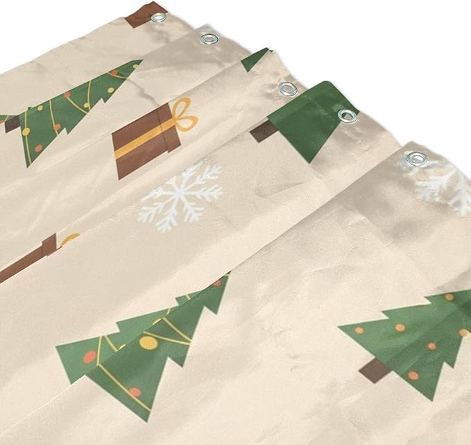 Christmas Tree Beige Shower Curtain Liner 72×72 inch - Image 3