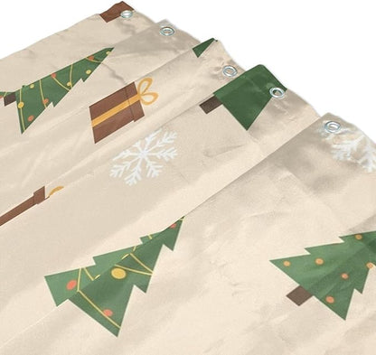 Christmas Tree Beige Shower Curtain Liner 72×72 inch - Image 3
