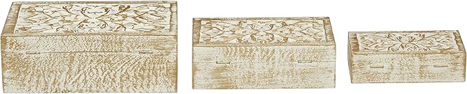 Deco 79 Mango Wood Floral Handmade Decorative Box Decorative Keepsake Boxes - Image 10