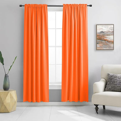 2Panels Vibrant Orange Blackout Thermal Insulated Curtains by DONREN