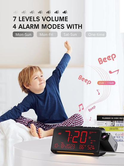 Projection Alarm Clock for Bedroom Ceiling, Digital Clock Projector - Image 5