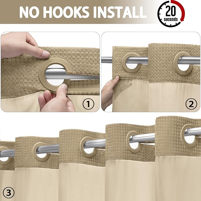 No Hook Shower Curtain and Liner Set - Image 2