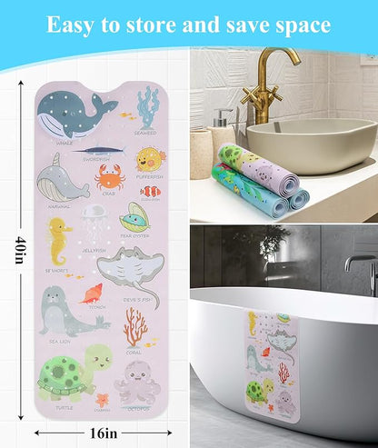 Bath Mat for Tub Non Slip, Machine Washable Anti-Slip Cartoon Baby Bathtub - Image 6