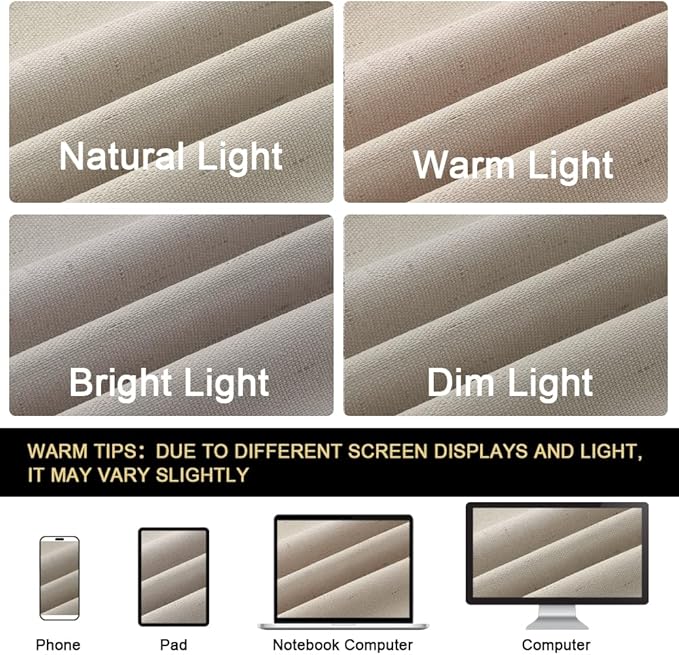 PrinceDeco 100% Blackout Curtains Linen Blackout Curtains 84 Inches Long - Image 8