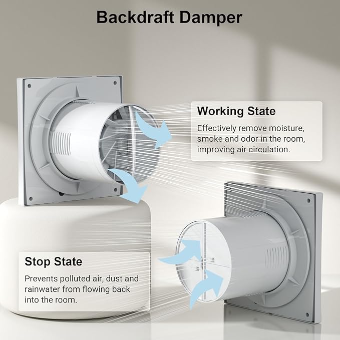 4 Inch Bathroom Exhaust Fan, 130m³/h Quiet Ventilation Extractor - Image 4