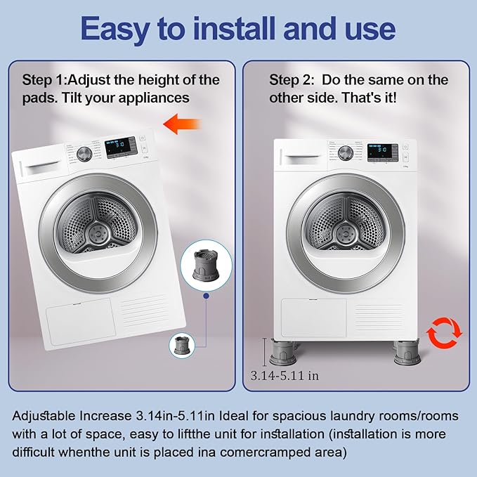 4Pcs Anti Vibration Pads for Washing Machine, Adjustable Height Stops Washer - Image 7