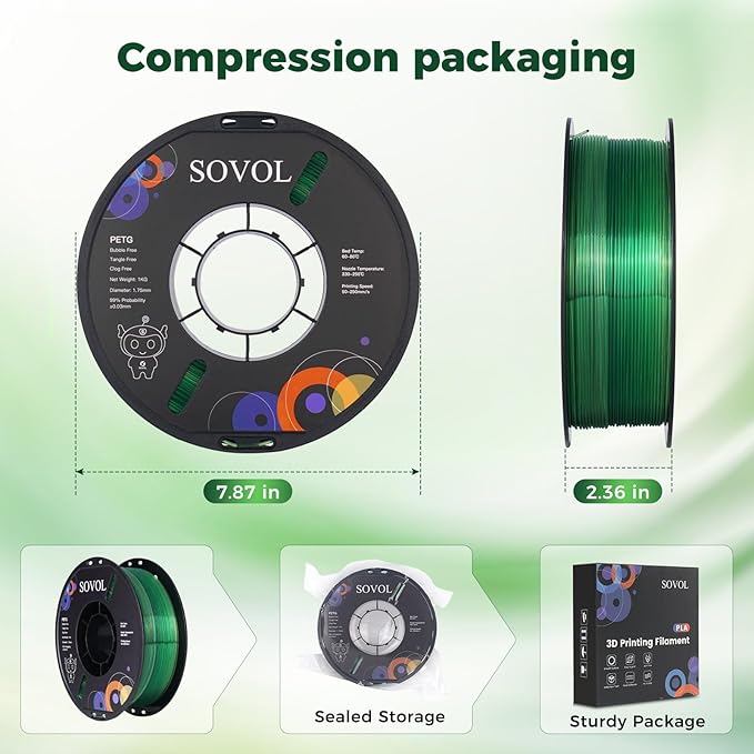 Sovol 3D Printer PETG Filament 1.75mm, Gradient Multicolors Filaments Material - Image 8