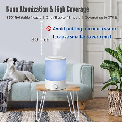 MEGAWISE 3.5L Ultrasonic Cool Mist Humidifier – Top-Fill, Essential Oil Diffuser - Image 4