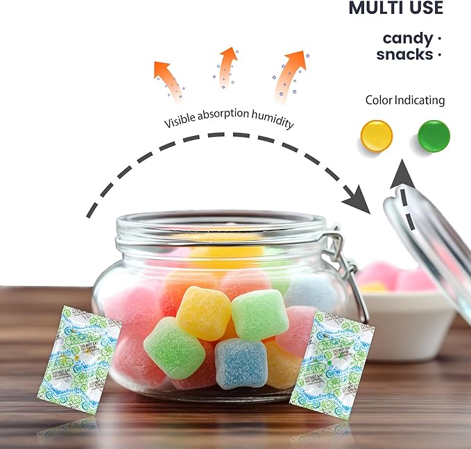 100Pcs 1 Gram Food Safe Desiccant Packs, Silica Gel Packets, Indicating - Image 2