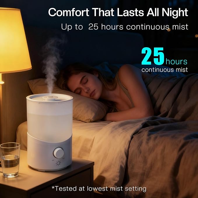 Cool Mist Humidifier for Bedroom, 3L Top Fill Ultrasonic Air Humidifier - Image 4