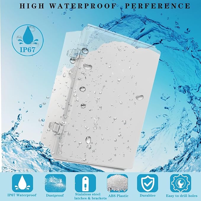 Waterproof Electrical Box, IP67 Junction Box Hinged Grey Cover ABS Project Boxes - Image 2