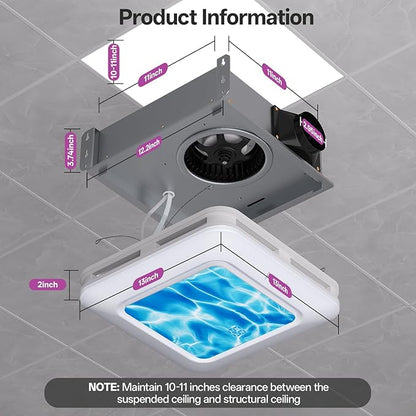 Bathroom Fan with Humidity Sensor, 230 CFM 1.0 Sone Bathroom Exhaust Fan with - Image 3