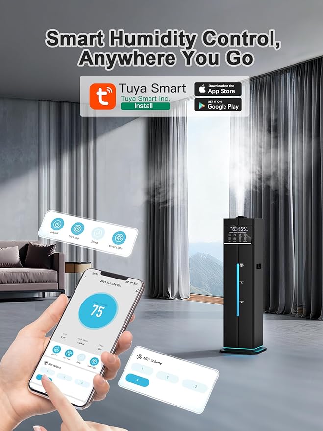 9L/2.4Gal Smart Cool Mist Humidifier, Top Fill Quiet Humidifier Large Room - Image 2