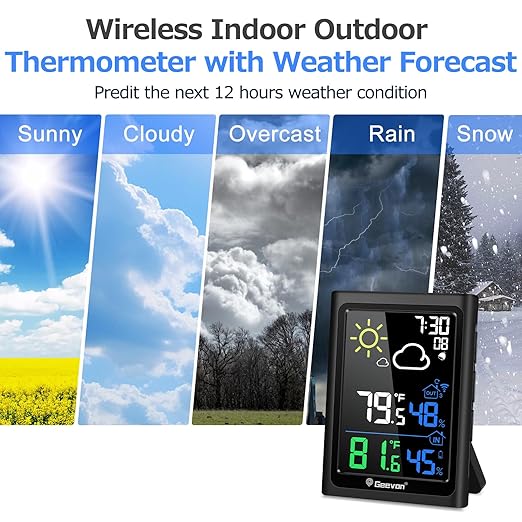 Geevon Indoor Outdoor Thermometer Wireless Weather Station - Image 9