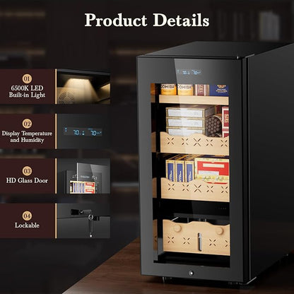 85L Electric Cigar Humidor Cabinet-700 Counts Large Capacity-Intelligent - Image 5