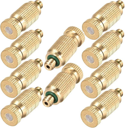Brass Misting Nozzle, 10 Pack High Pressure Spray 10/24 UNC Outdoor Anti-drip by RESNSTAR