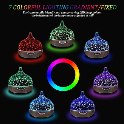 Essential Oil Diffuser 550ml Cool Mist Humidifier 3D Glass Ultrasonic - Image 5