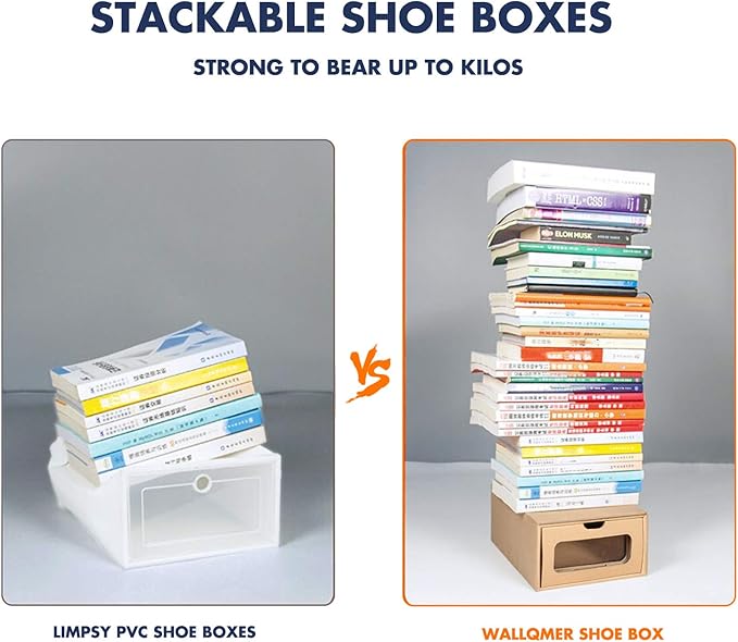 Shoe Boxes Cardboard, 12 Pack, Big Size, Waterproof, Heavy Duty, Stackable Shoe - Image 5
