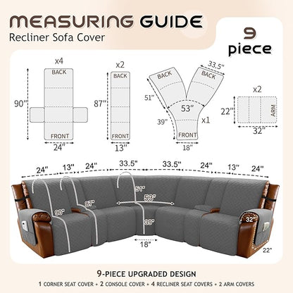 Arfntevss Waterproof Recliner Sectional Couch Covers - Image 5