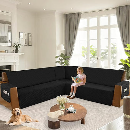 Arfntevss Waterproof Sectional Couch Covers L Shape Washable Velvet Sofa Cover - Image 6