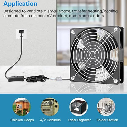 GDSTIME 120mm x 25mm 110V 115V 120V AC Powered Fan Dual Ball Bearing - Image 2