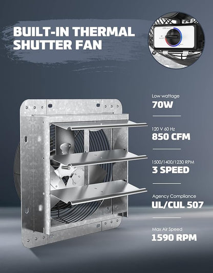 iLiving ILG8SF10V-T, 10 inch Shutter Exhaust Attic Garage Grow, Ventilation Fan - Image 4