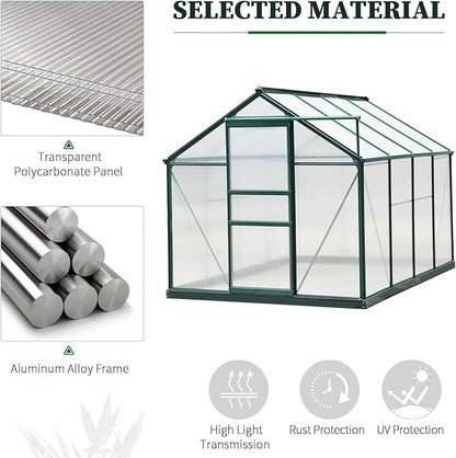 Outsunny 6' x 8' Greenhouse for Outdoors, Polycarbonate Greenhouse - Image 3