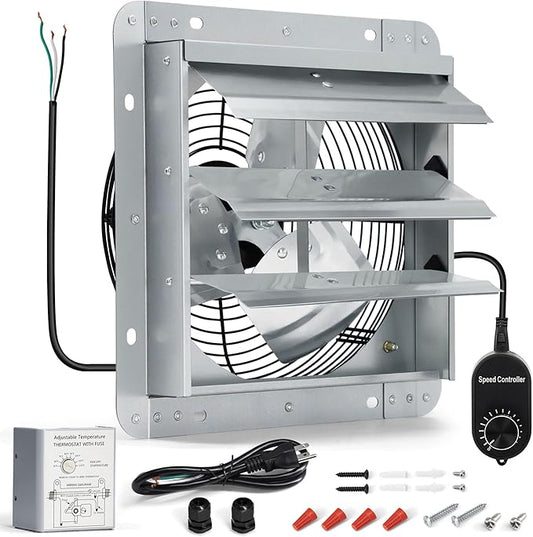 10 Inch Shutter Exhaust Fan, Wall Mount Attic Fan by Hipoilk